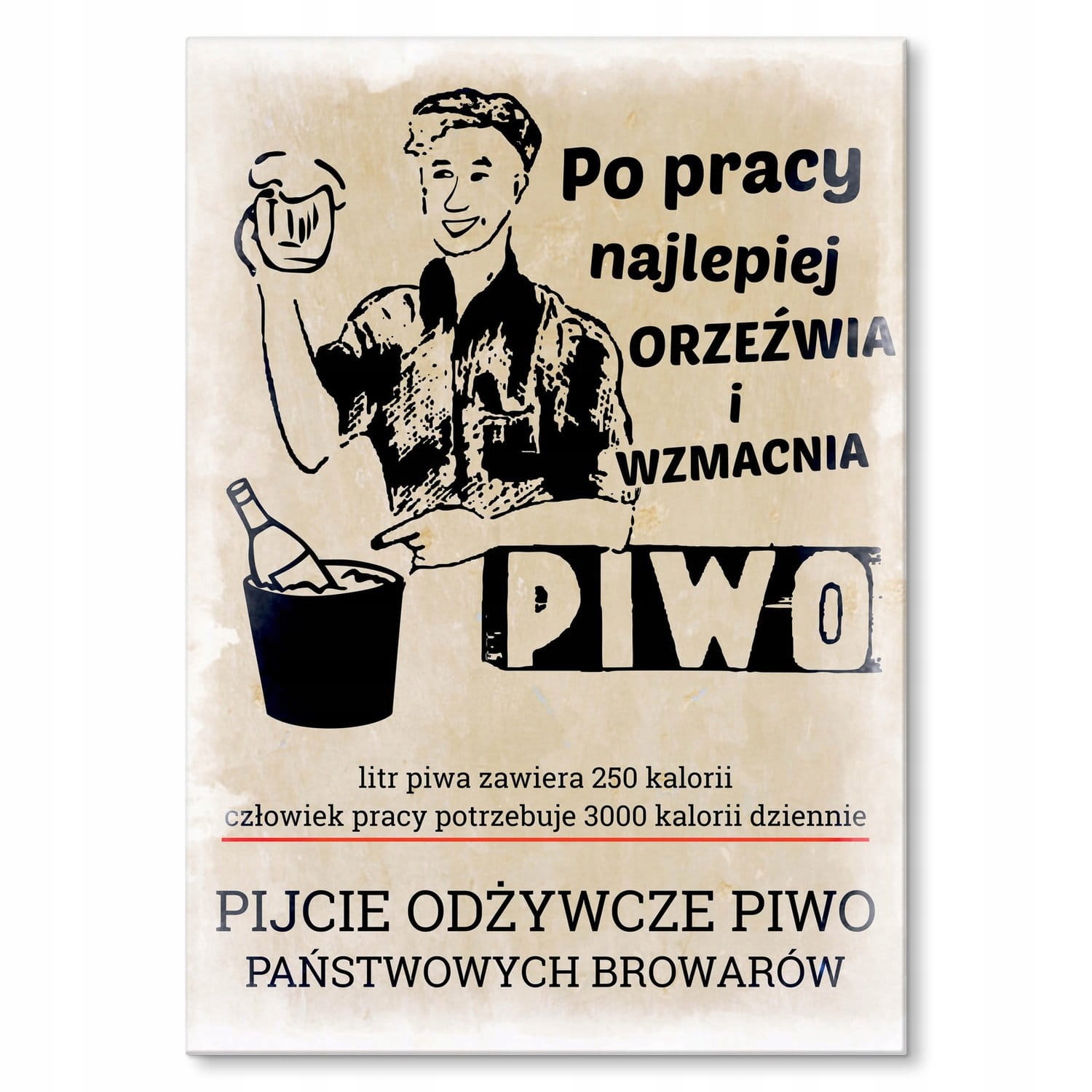 Metalowa tablica PRL blacha plakat z napisem napis obraz PIWO PO PRACY