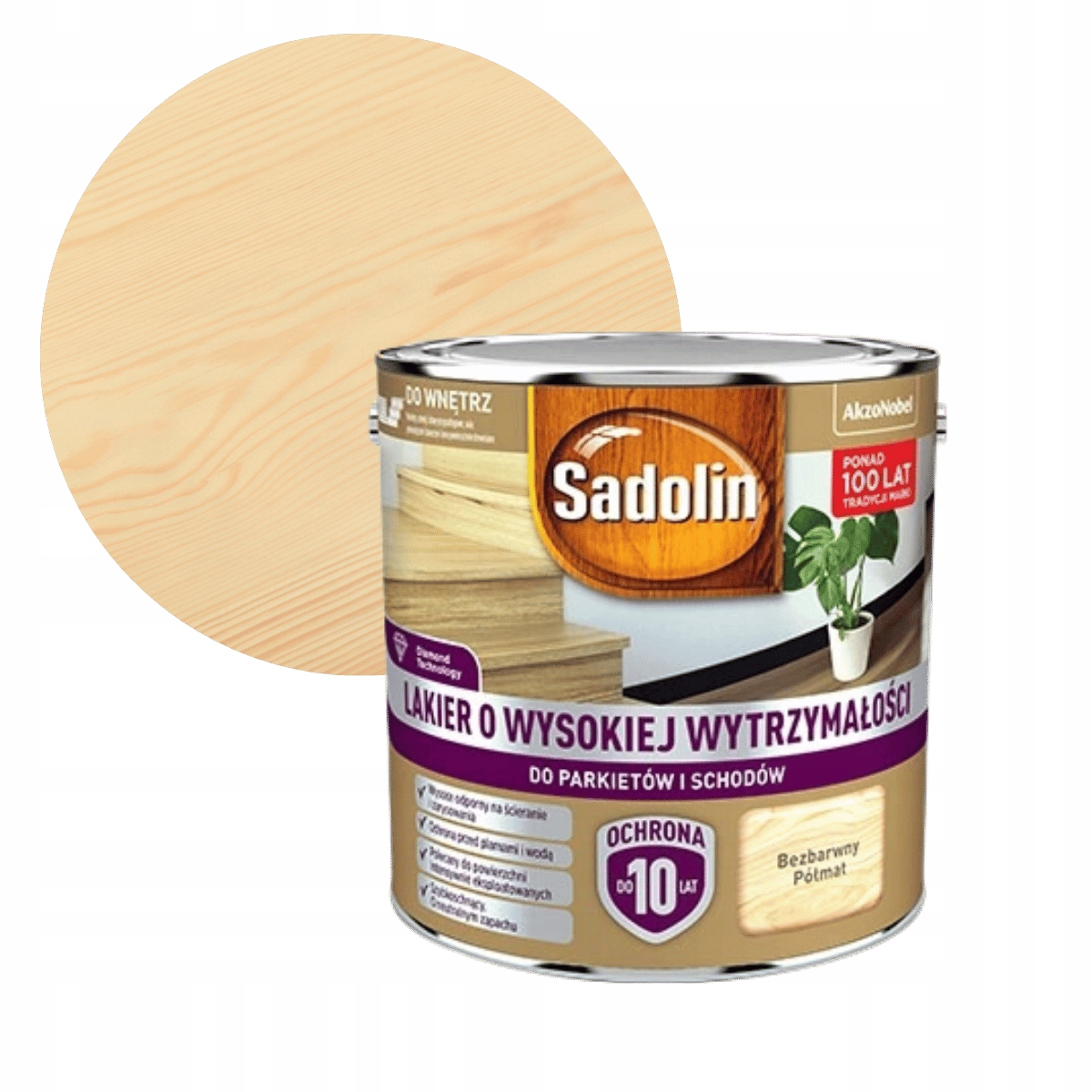 Sadolin Lakier O Wysokiej Wytrzymałości Do Parkietów 2,5L Bezbarwny Półmat