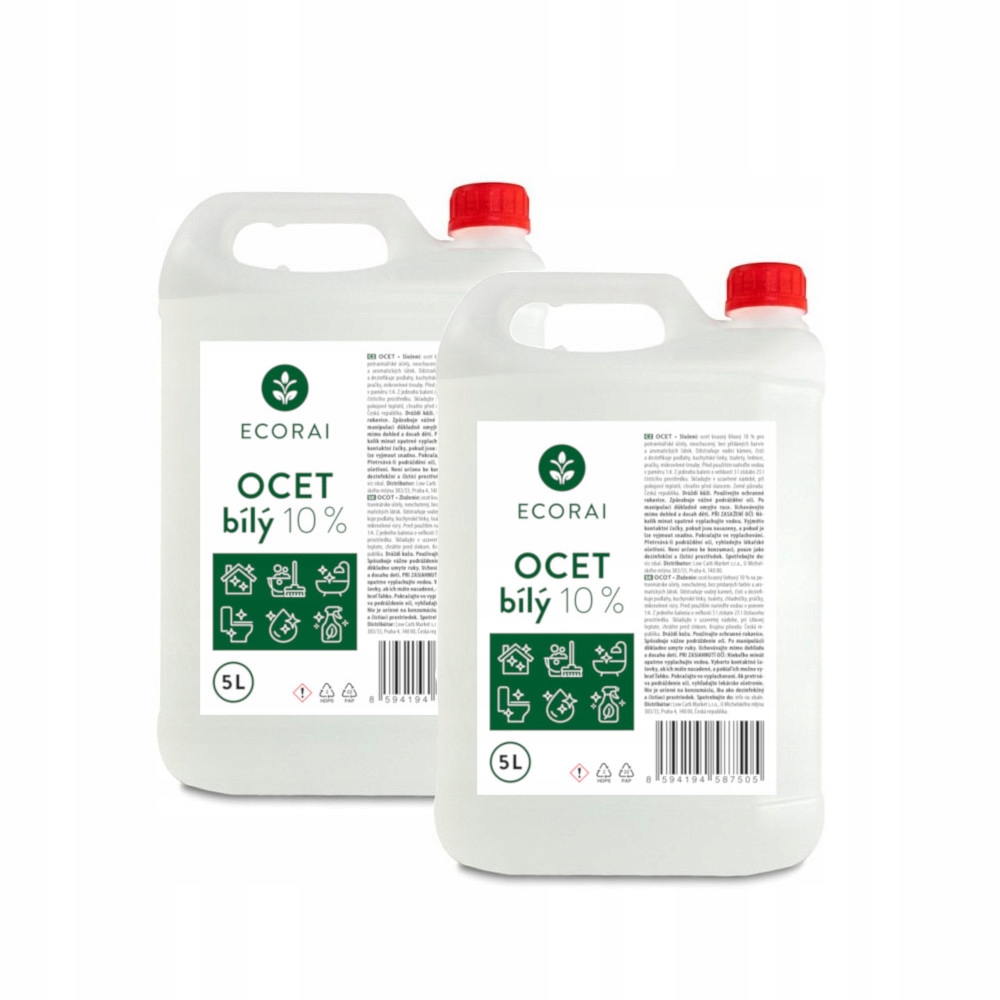 Levně Ocet bílý 10% Ecorai, univerzální čistící prostředek, kanystr 2x 5 l (10 l)