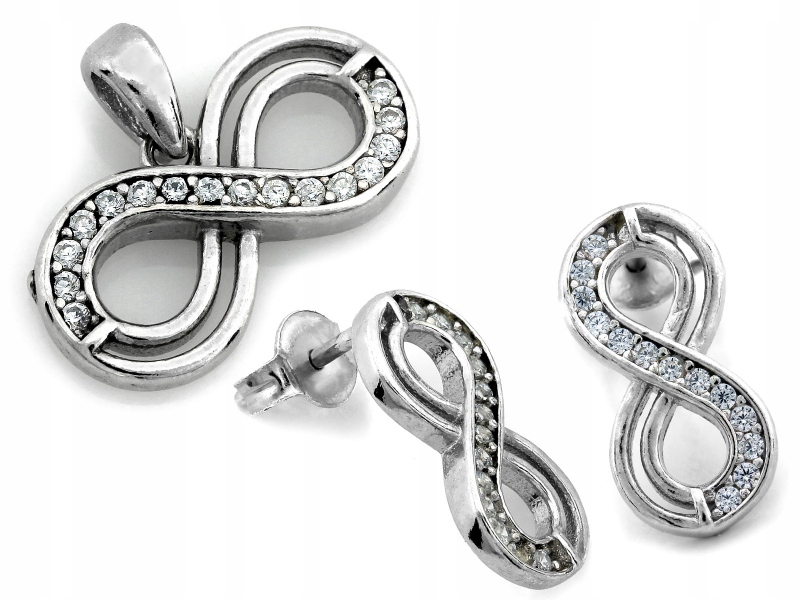 Stříbrný set 925 náušnice a přívěsku s nekonečnem jako dárek