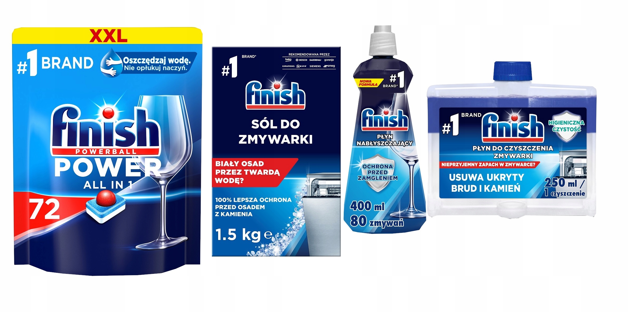 

Finish 4 szt Power All-in-1 zestaw do zmywarki XL