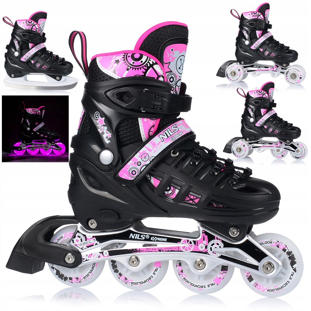 Brusle 2V1 Nastavitelné 4v1 Kolečkové Brusle Pro Děti Kolečka Led Kolečkové Brusle Brusle Na Led Kaučuk