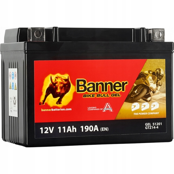 51201 - Аккумулятор баннер GTZ14-4 YTZ14S 12V 11AH 190A гель