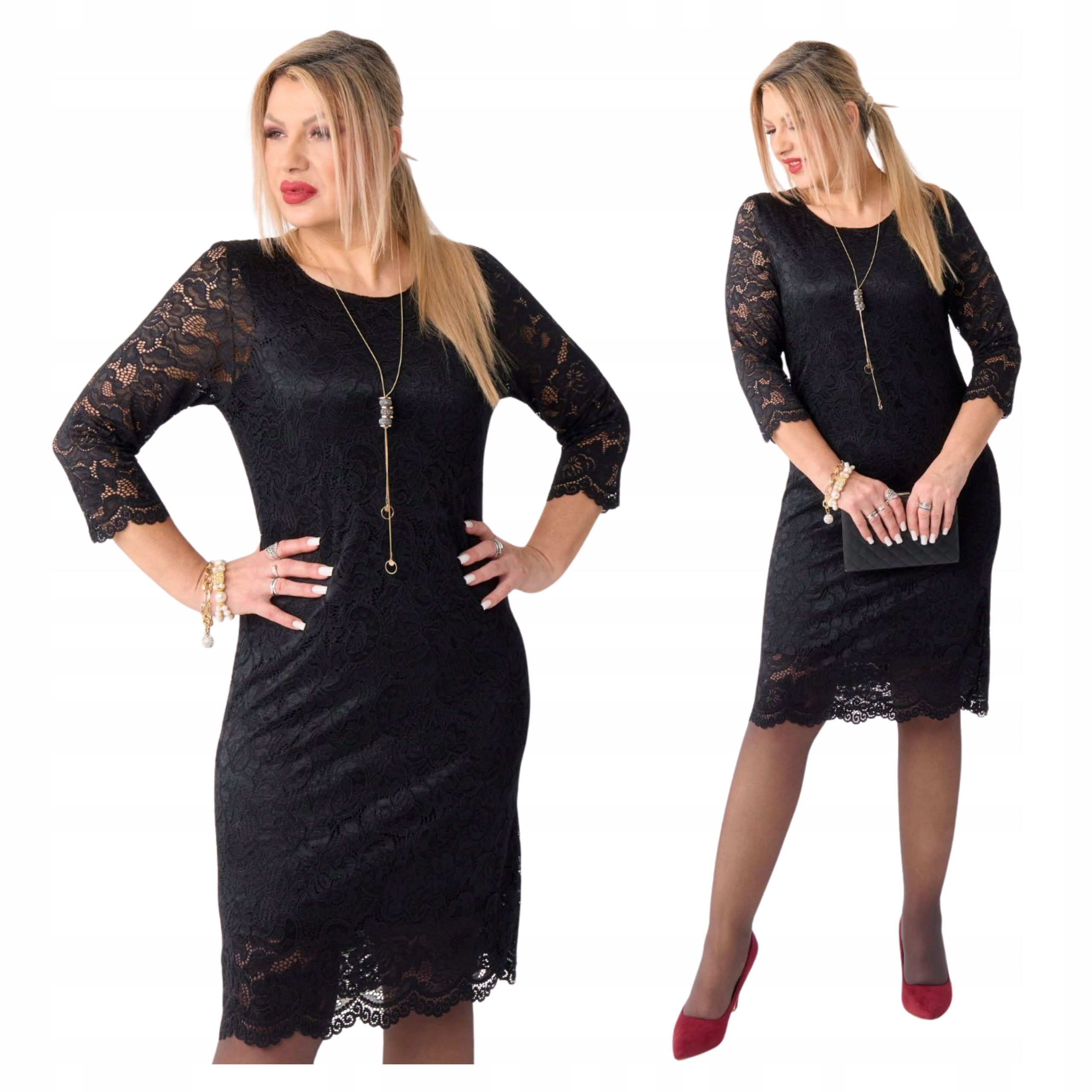 Sukienka koronkowa midi duże rozmiary Polski Producent na komunię