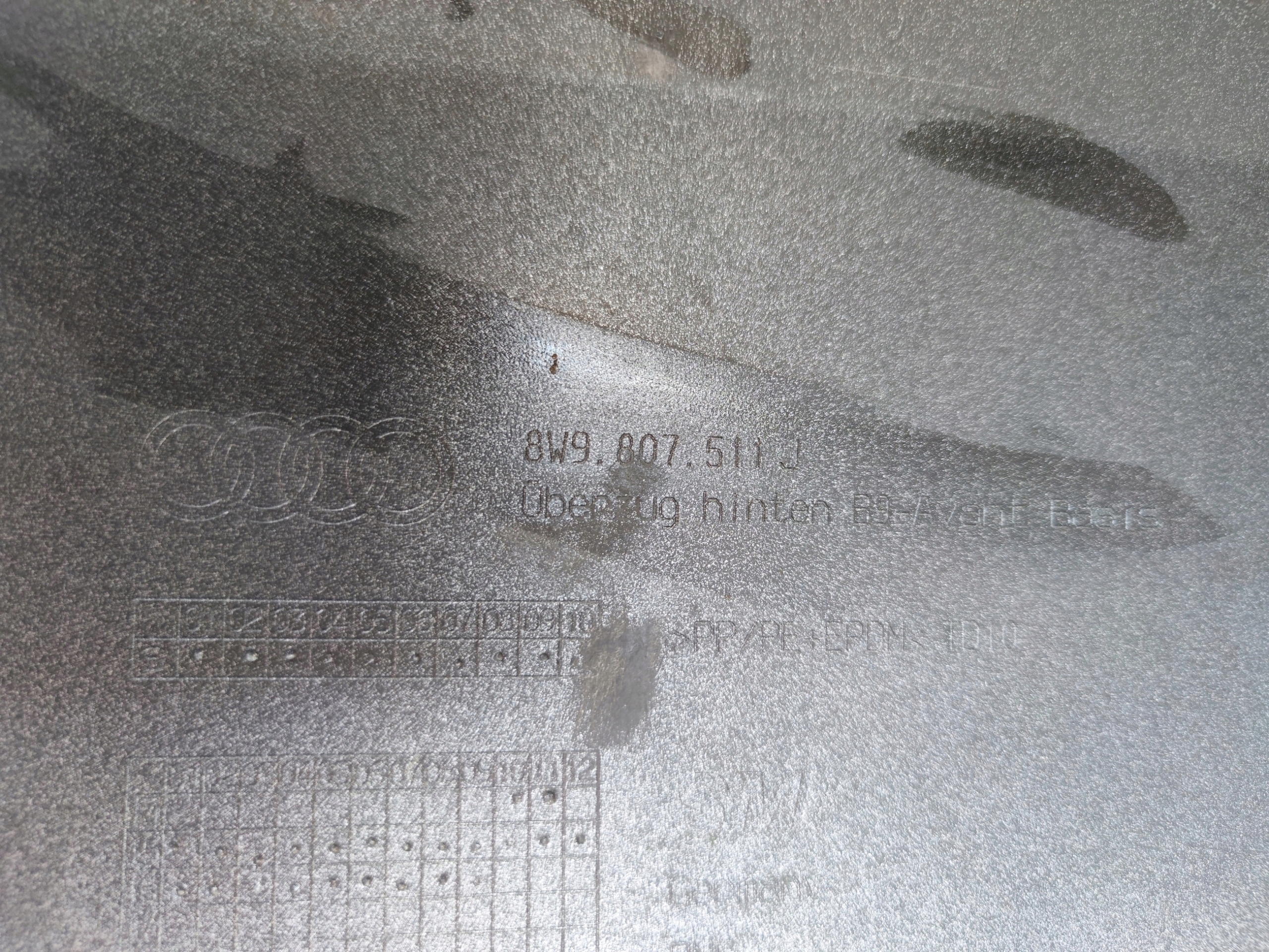 AUDI A4 B9 8W KOMBI bumper rear part below sensors PDC
