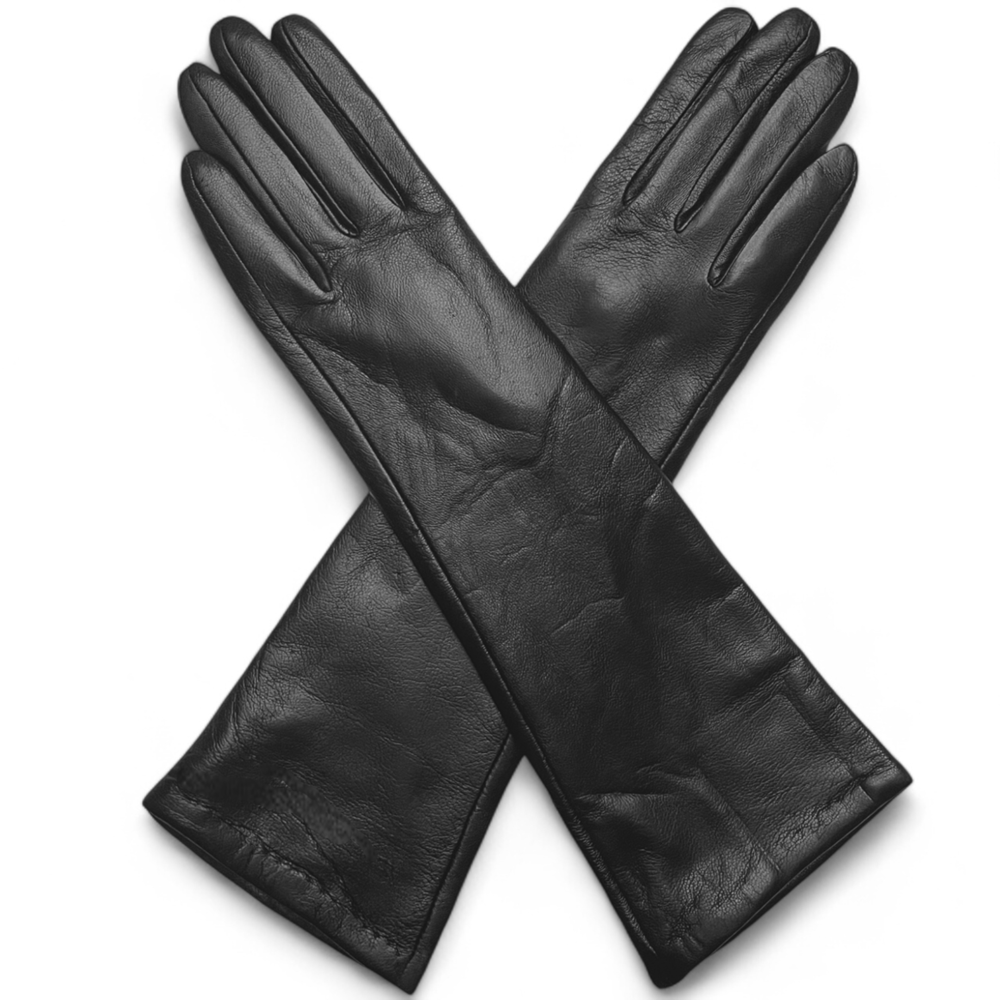 Dámské kožené dlouhé černé rukavice Premium Vermari Milano, velikost XXL