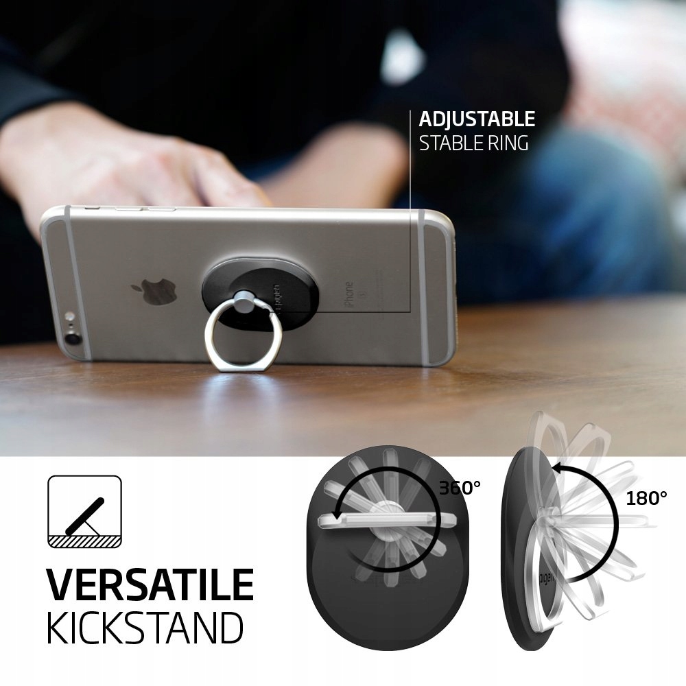 SPIGEN Style Ring Uchwyt Stojak Do Telefonów i Tabletów Czarny — miniatura 3