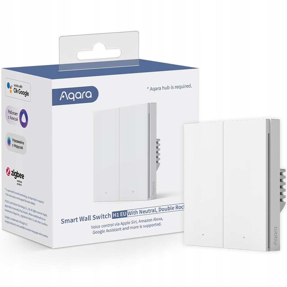 Aqara Wall Double Switch H1 Przełącznik z Neutral, Zigbee 3.0 WS-EUK04