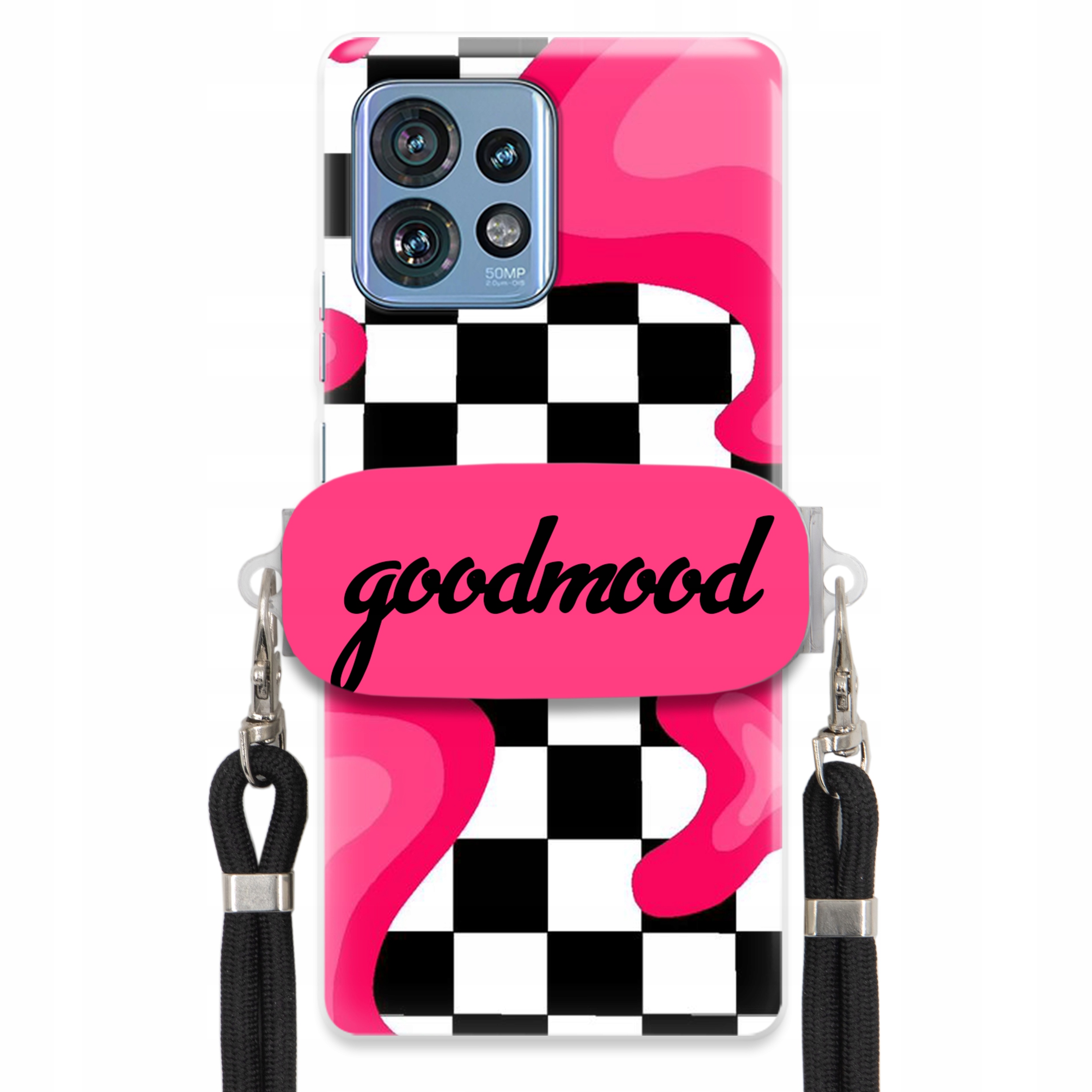 Pouzdro Pro Motorola Edge 40 Pro Sada Case Držák Na Vodítko Černá Módní Splash