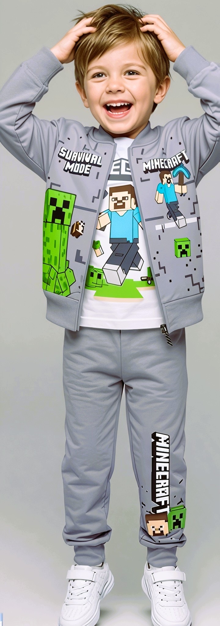 3 częściowy dres minecraft 110 bluza spodnie bluzka komplet