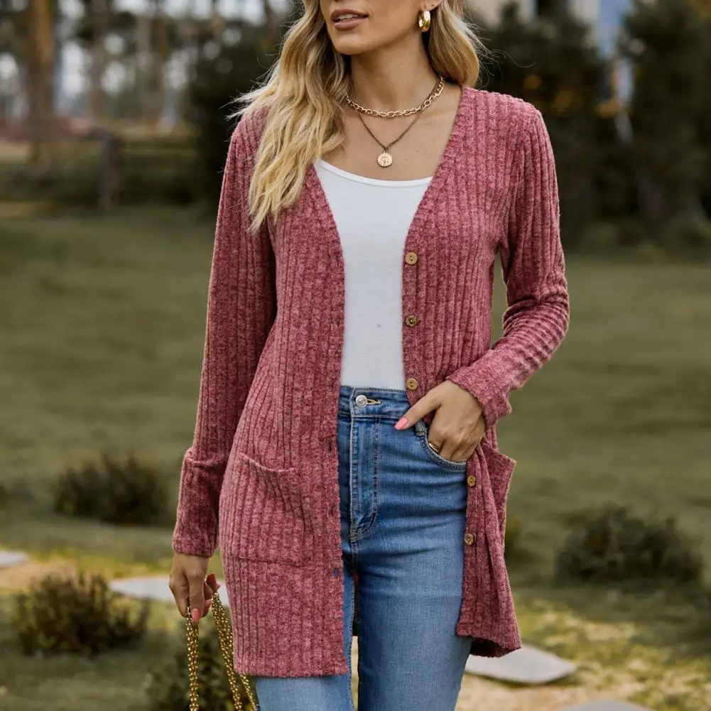 STYLOWY SWETER DAMSKI DŁUGI CIEPŁY ROZPINANY GUZIKI WIZYTOWY Marka bez marki