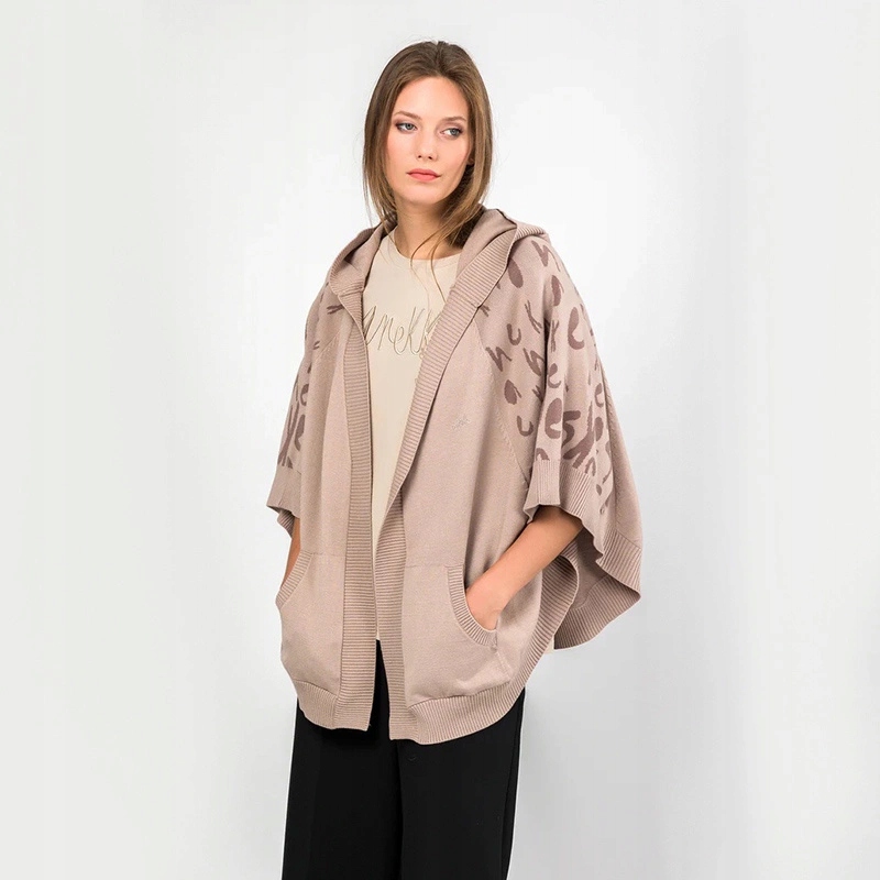 Dámské teplé pončo s kapucí Anekke Poncho Con Capucha Beige 41284-011