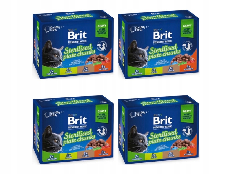 Karma dla kota Brit Care Cat Pouches Sterile Plate 4 x (12 x 100 g)