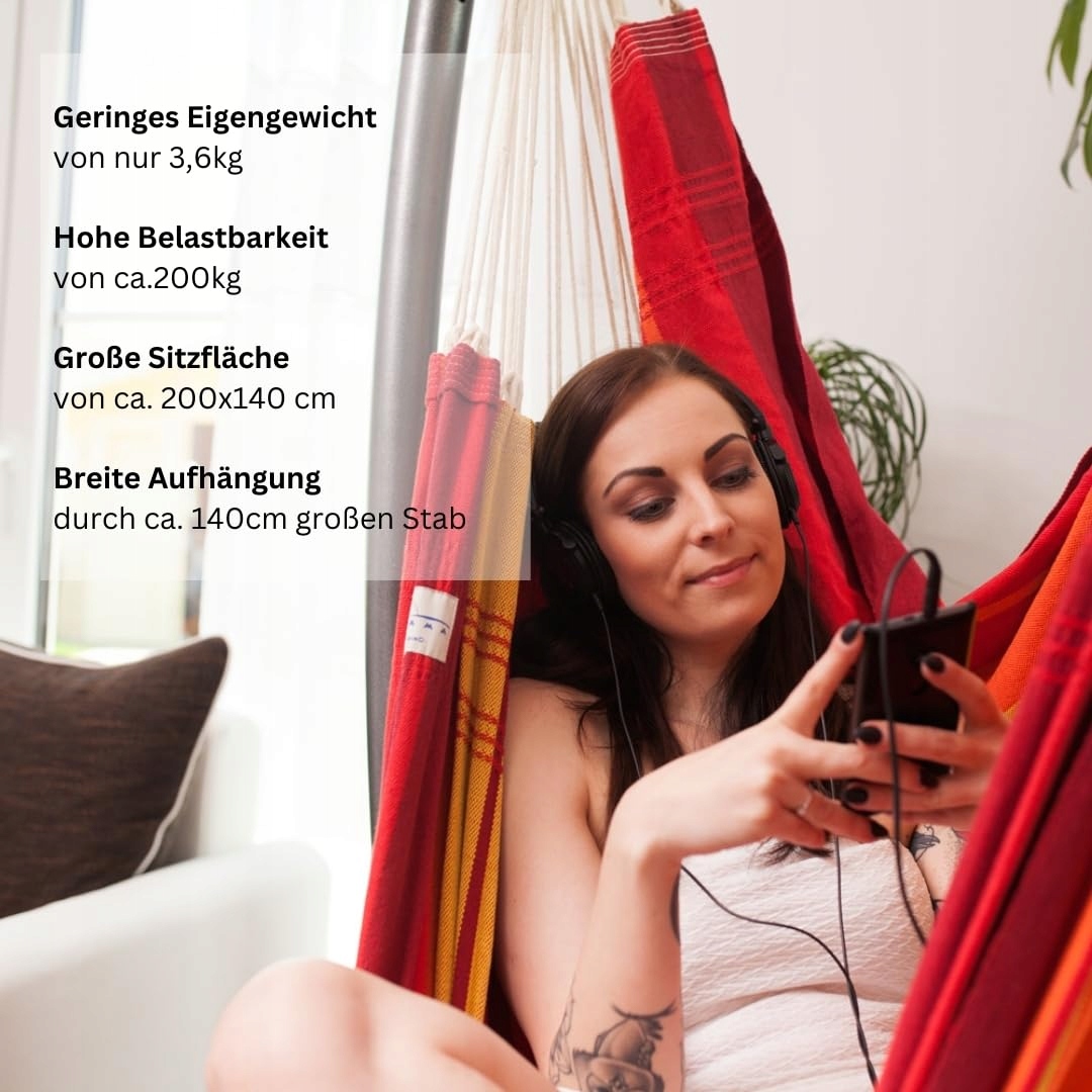 AMAZONAS Fotel Wiszący XXL Brasil Gigante Bez Stelaża Ręcznie Robiony Lava — miniatura 4