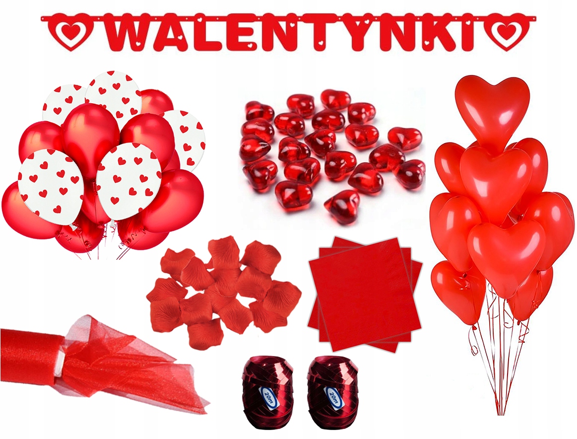 

Zestaw na Walentynki Baner Balony Serca Serwetki