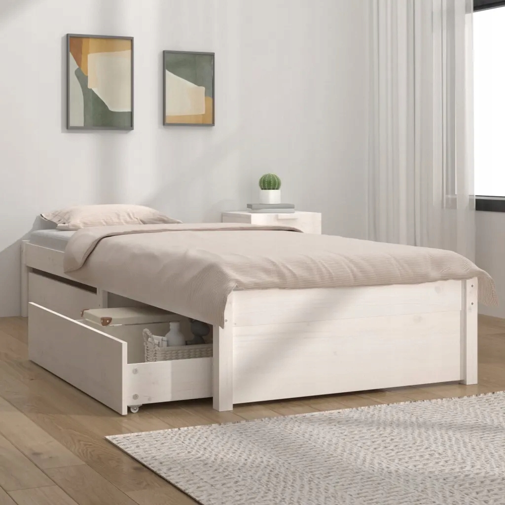 Rám postele se zásuvkami bílý 75 x 190 cm Small Single Bílá 3103454