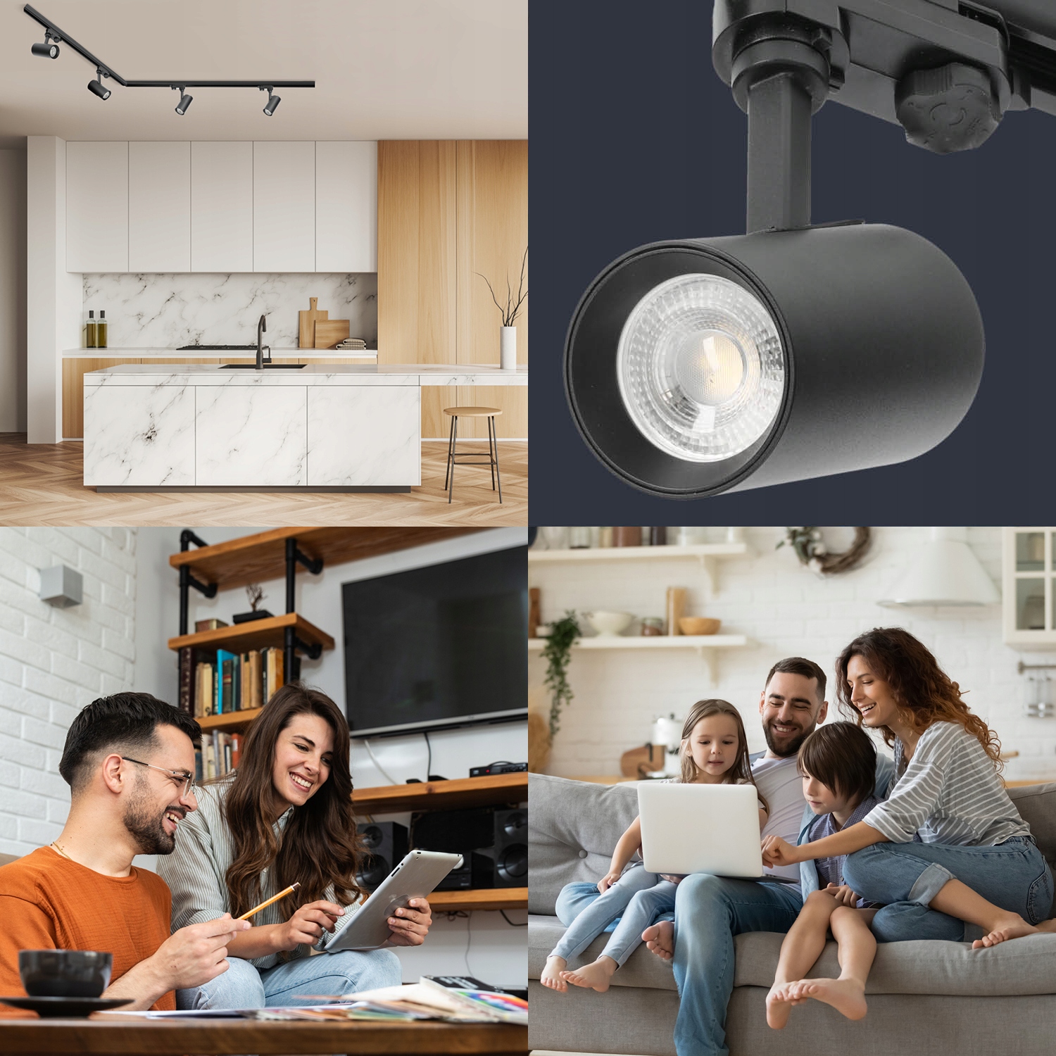 Zestaw szynowy 3 fazowy szyna 1m+1m, 4x oprawa SPECTRUM, łącznik L CZARNY Kod producenta ISLIP0030302X1M4PAKŁL