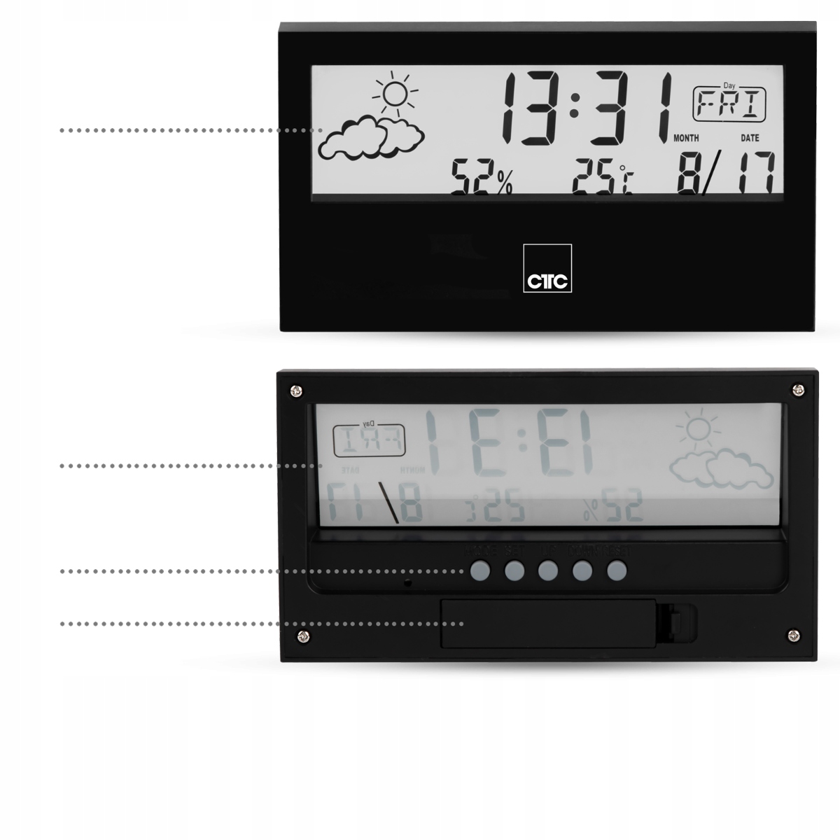 CYFROWY TERMOMETR HIGROMETR STACJA POGODY ZEGAR Marka Inna