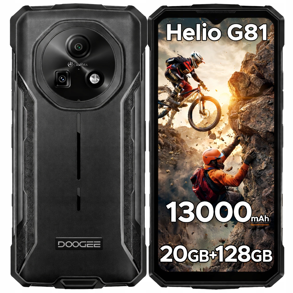 Doogee Fire5Pro 20+128GB, 13000mAh, Android 15, 6.6" Ips 90Hz, 13MP Fotoaparát, Nfc, IP69K, 13MP Přední Fotoaparát