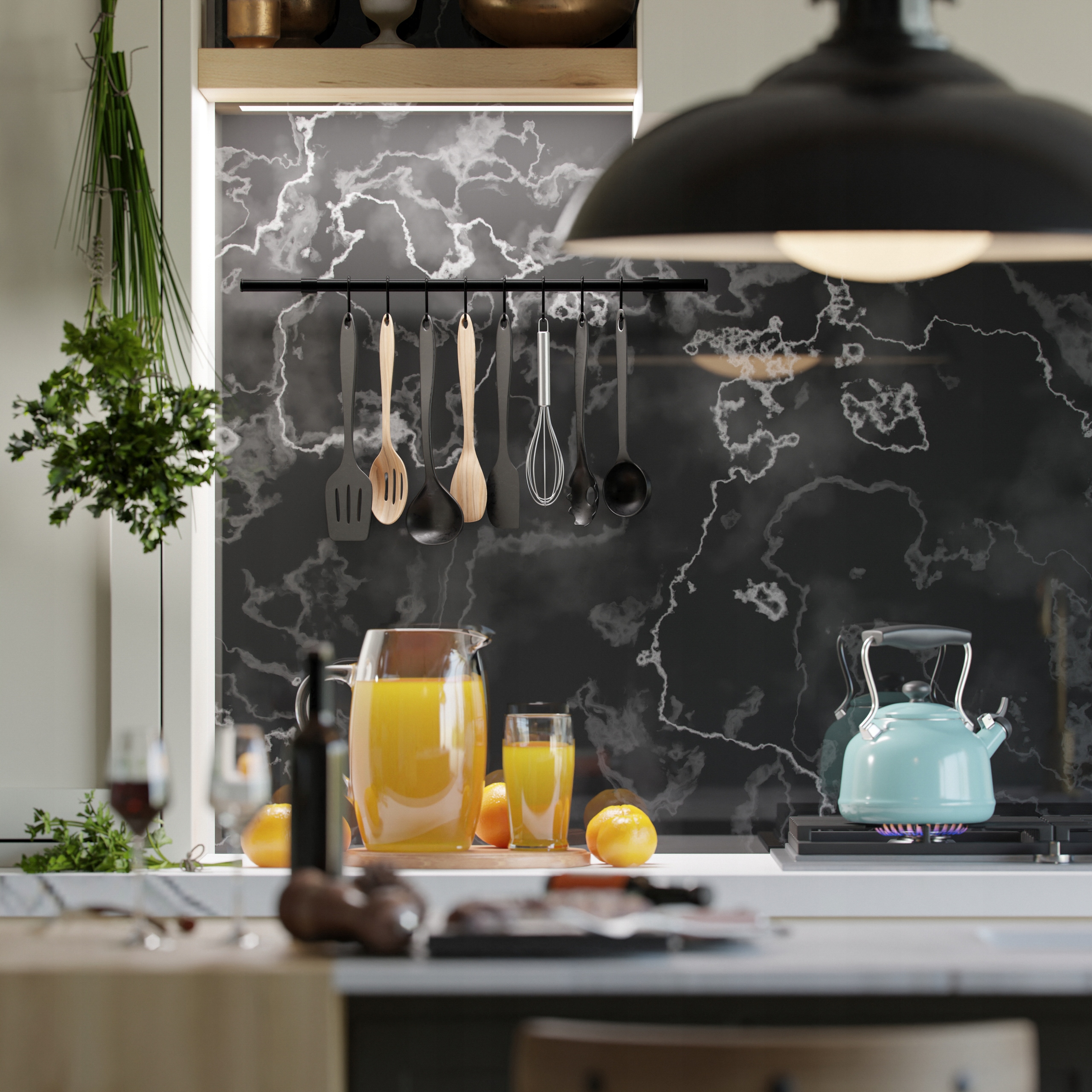 CZARNY RELING KUCHENNY 60CM + 6 NIESPADAJĄCYCH HACZYKÓW Rodzaj drążek z haczykami