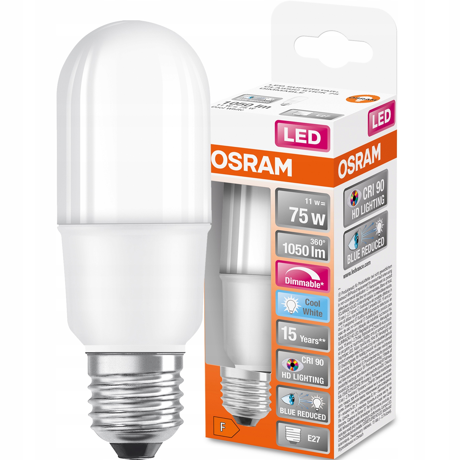 

Żarówka Led E27 11W 4000K CRI90 Ściemnialna Osram