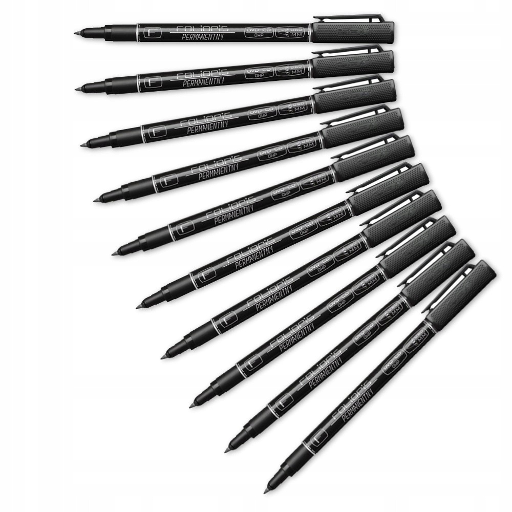 

10x Foliopis Marker CD Cienkopis F 0.6 mm Czarny
