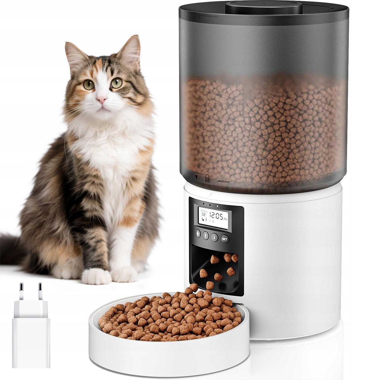 Levně automatický podavač krmiva pro kočky psa králíka a kočky dávkovač 4 l Bílý