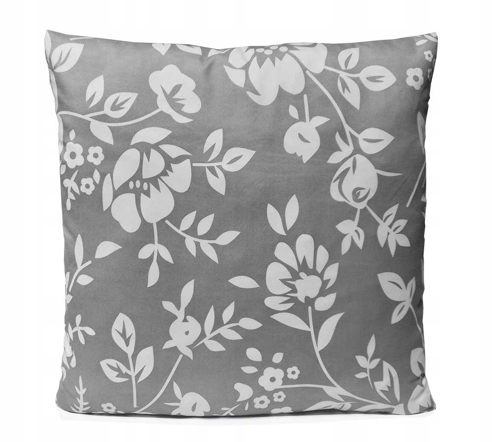 Poszewka na poduszkę Mikrofibra 50x70 KWIATY SZARE