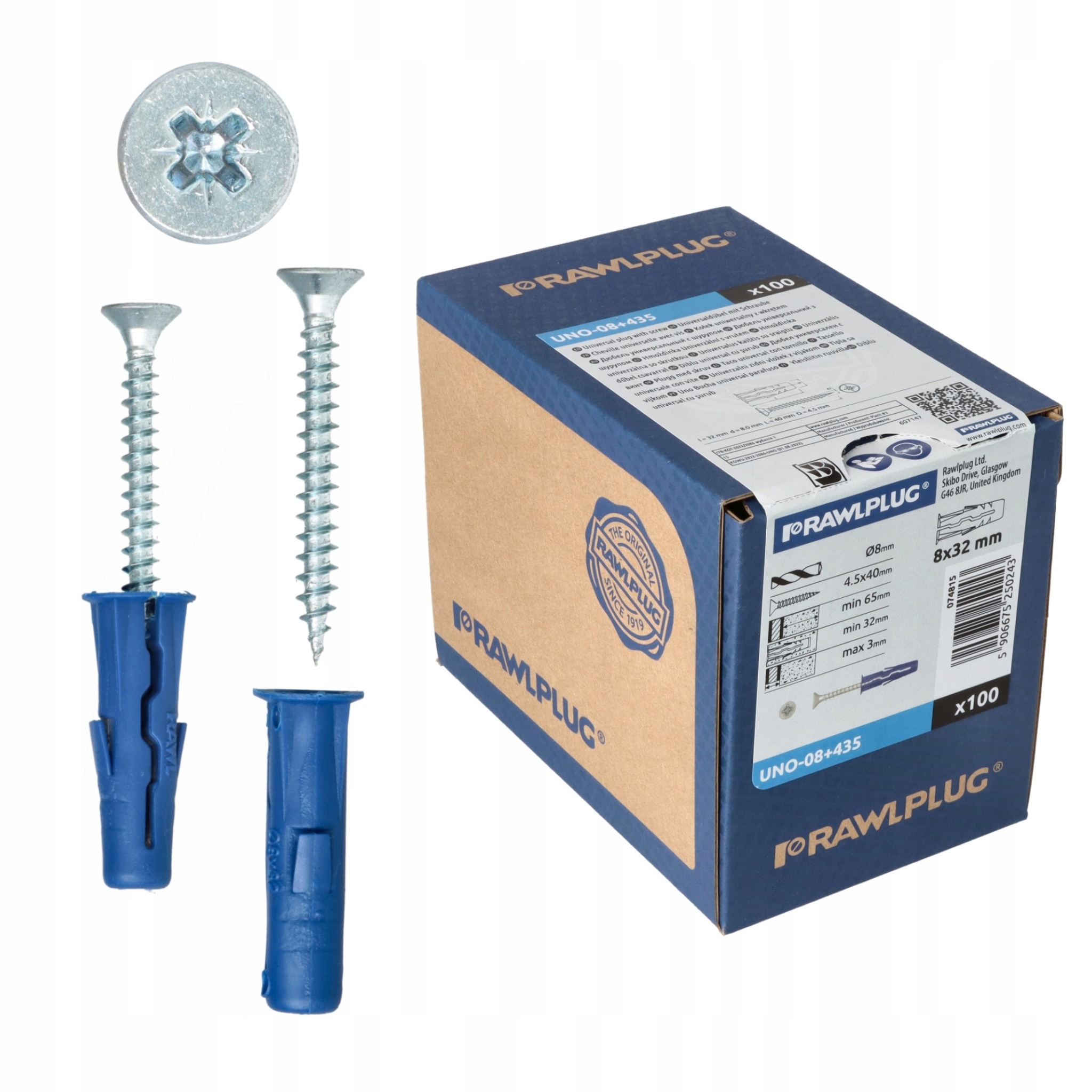 RAWLPLUG UNO-08+435 KOŁEK 8x32mm 100szt Producent Rawlplug