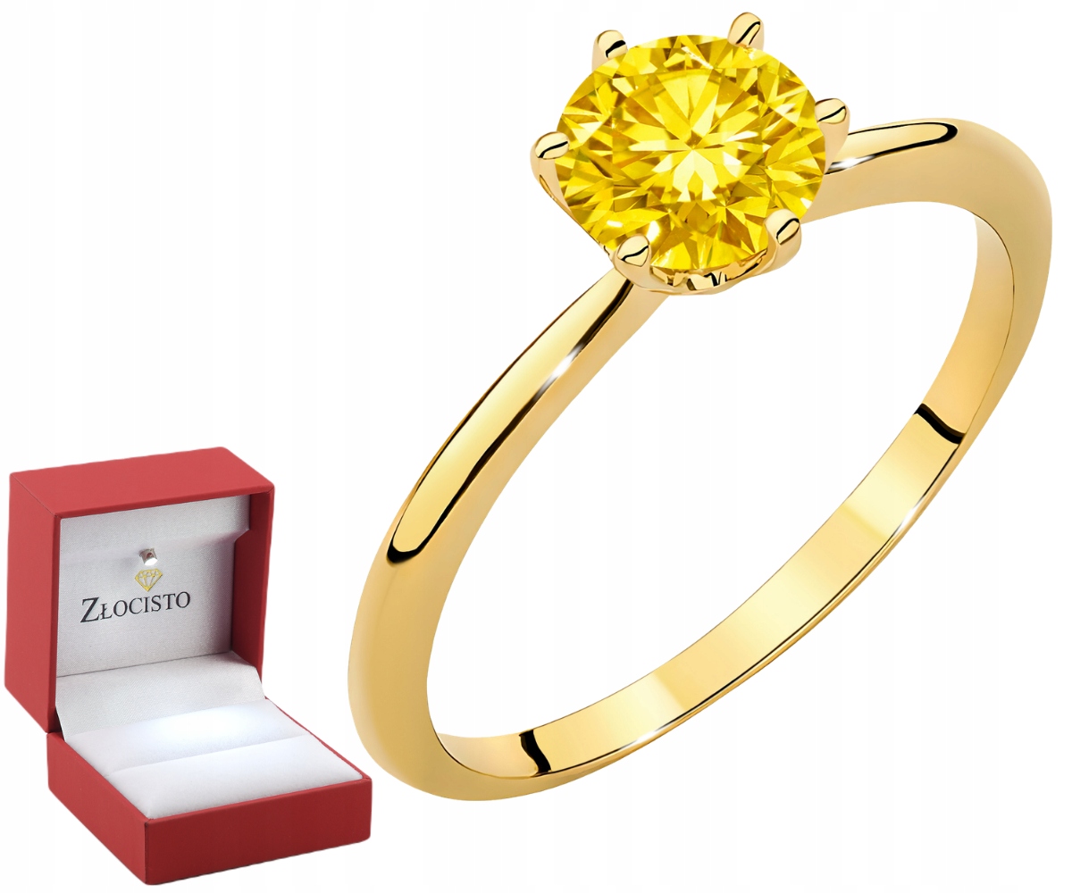 Prstýnek se žlutým laboratorním diamantem 1,00 Ct 14K Zlato Gravírování