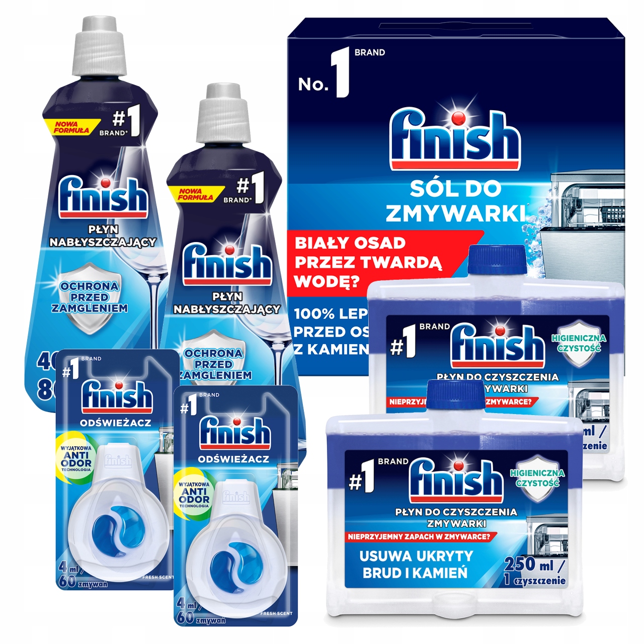 Levně Finish Sada na čištění a ochranu myčky Sůl 4 kg 6 náhradních produktů