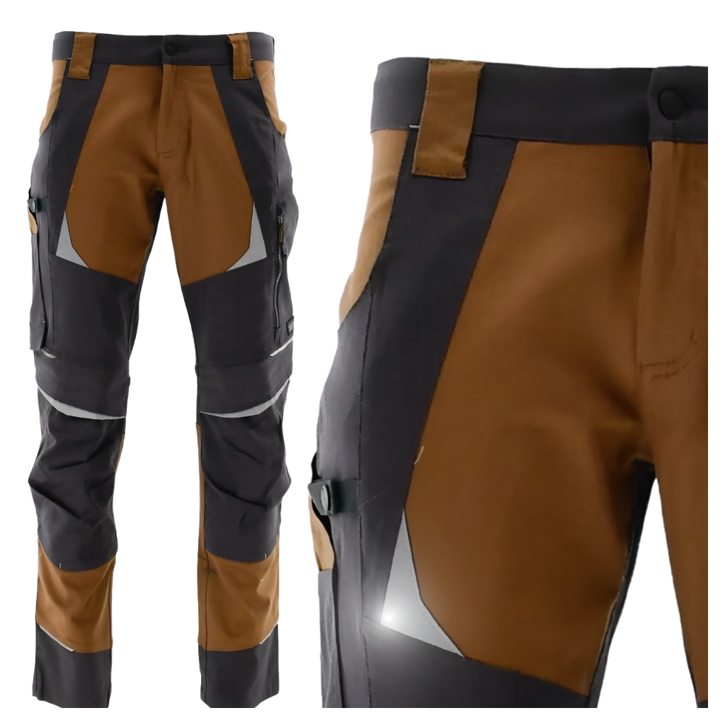 Spodnie Robocze Męskie Elastyczne Brązowe Ergonomiczne Bhp 60 Comfort