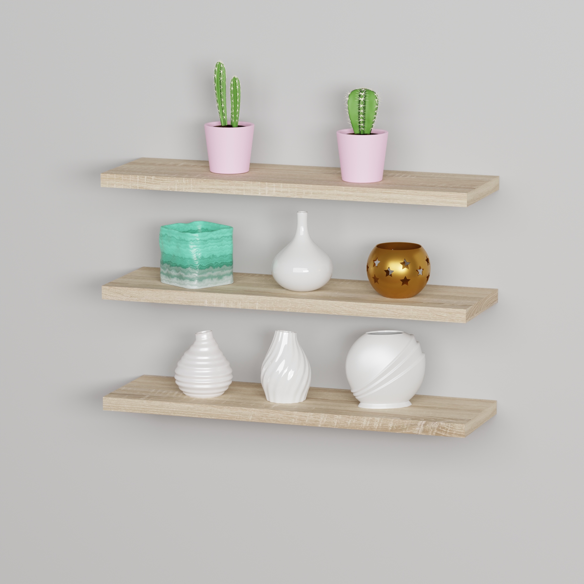 Półka wisząca ścienna do salonu zestaw 3 półek na książki 3x80cm dąb sonoma Marka Marand