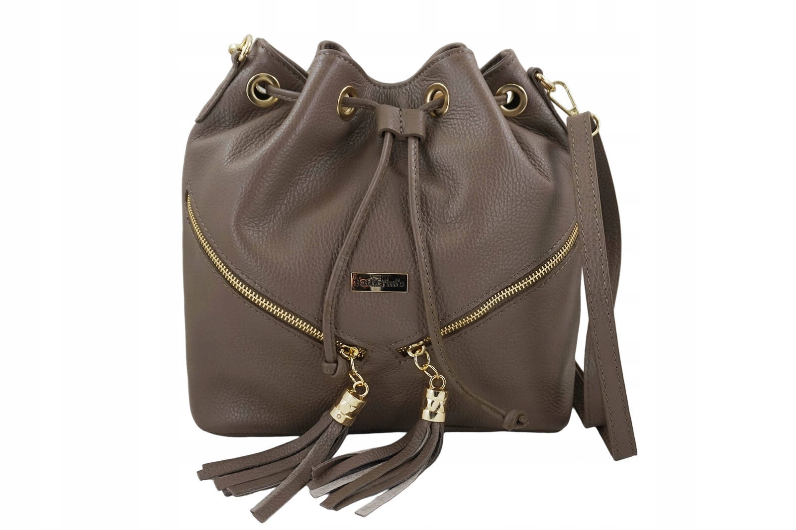 Dámská kožená kabelka s třásněmi Béžová tmavá