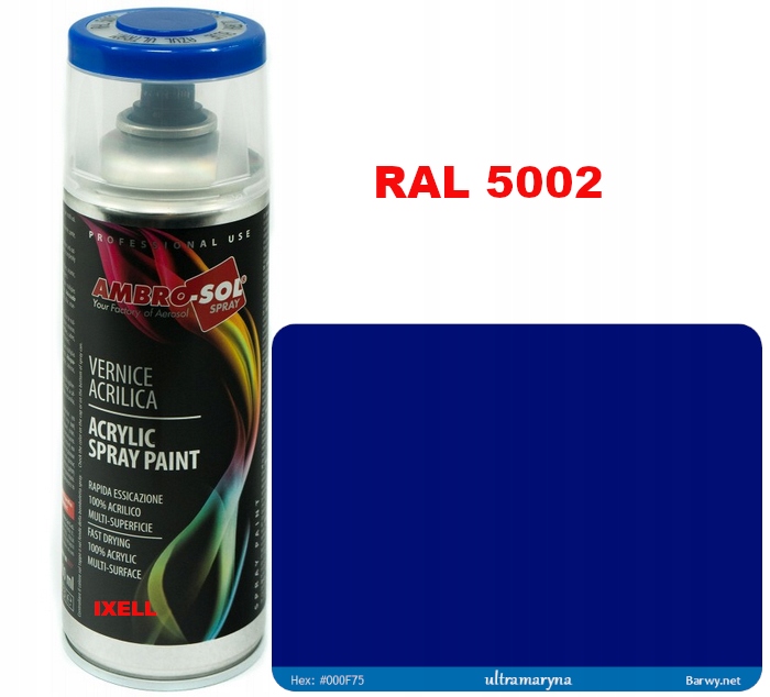 RAL 5002 niebieski POŁYSK SPRAY 400ml profesjonal-line HQ AMBROSOL 1233