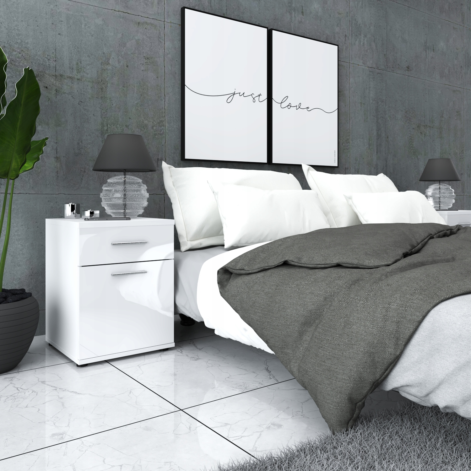 SZAFKA NOCNA WYSOKA 52CM OLA STOLIK BIAŁA POŁYSK Marka Stiv-Meble