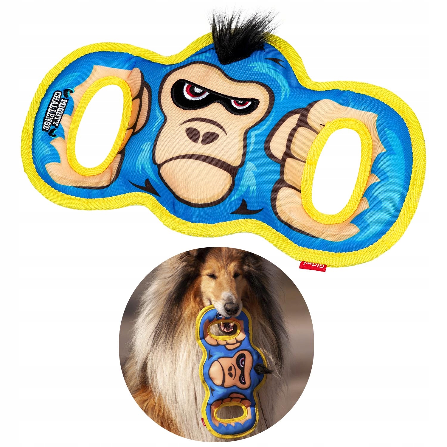 Hračka pro velké psy Gorilla s pískátkem, odolná, bezpečná, 34 cm