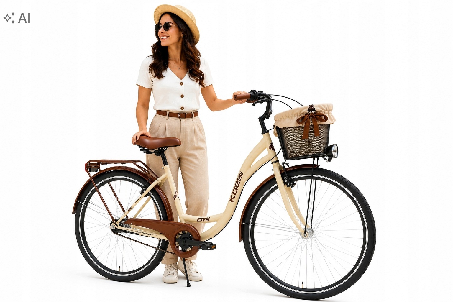 Stylowy rower miejski damski 28 Kozbike 3 biegi kremowy