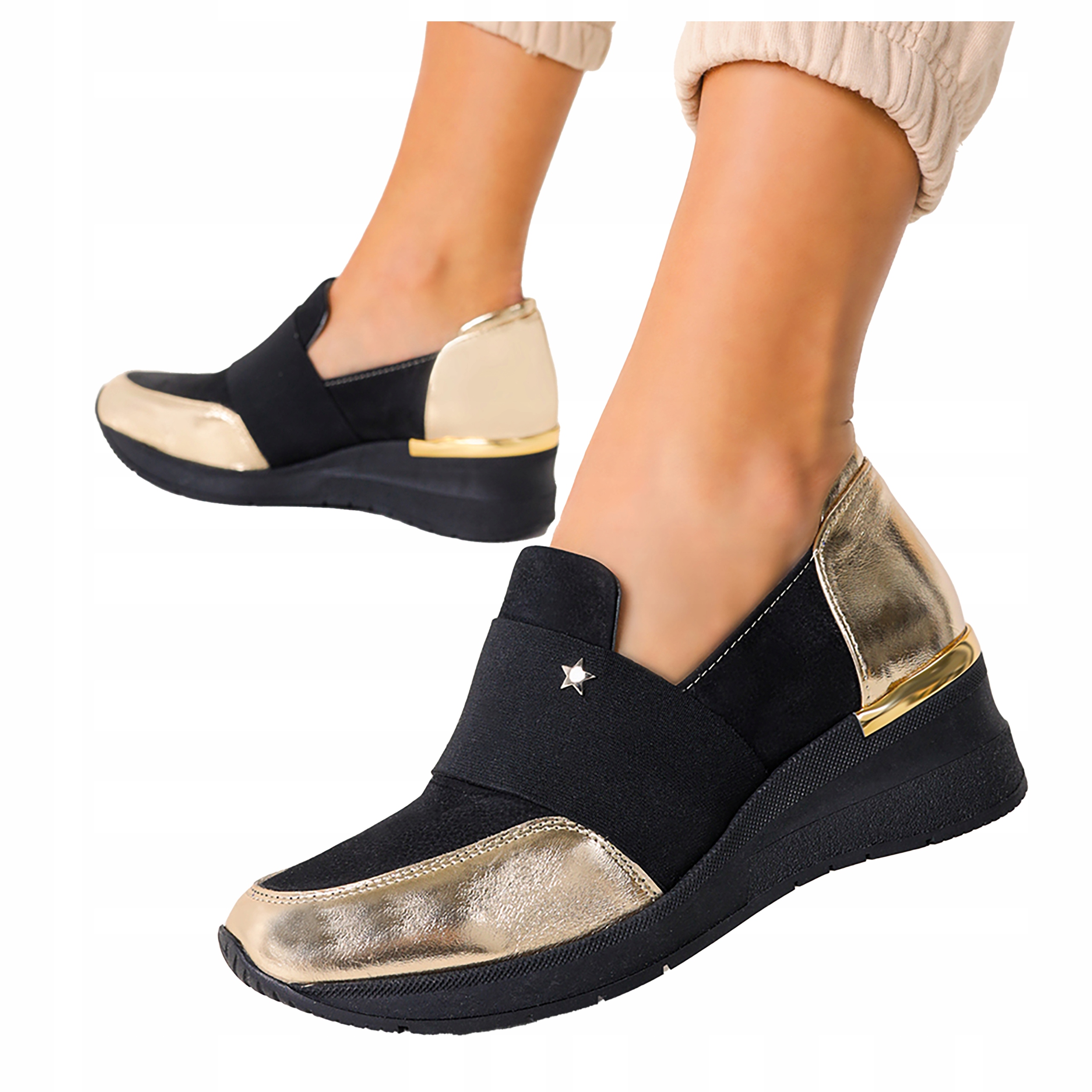 Polobotky Tenisky Boty Na Klínku Polská Kůže 40