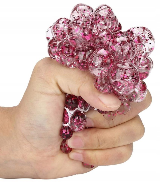 PIŁKA SENSORYCZNA GNIOTEK WINOGRONO Z BROKATEM Marka LandToys