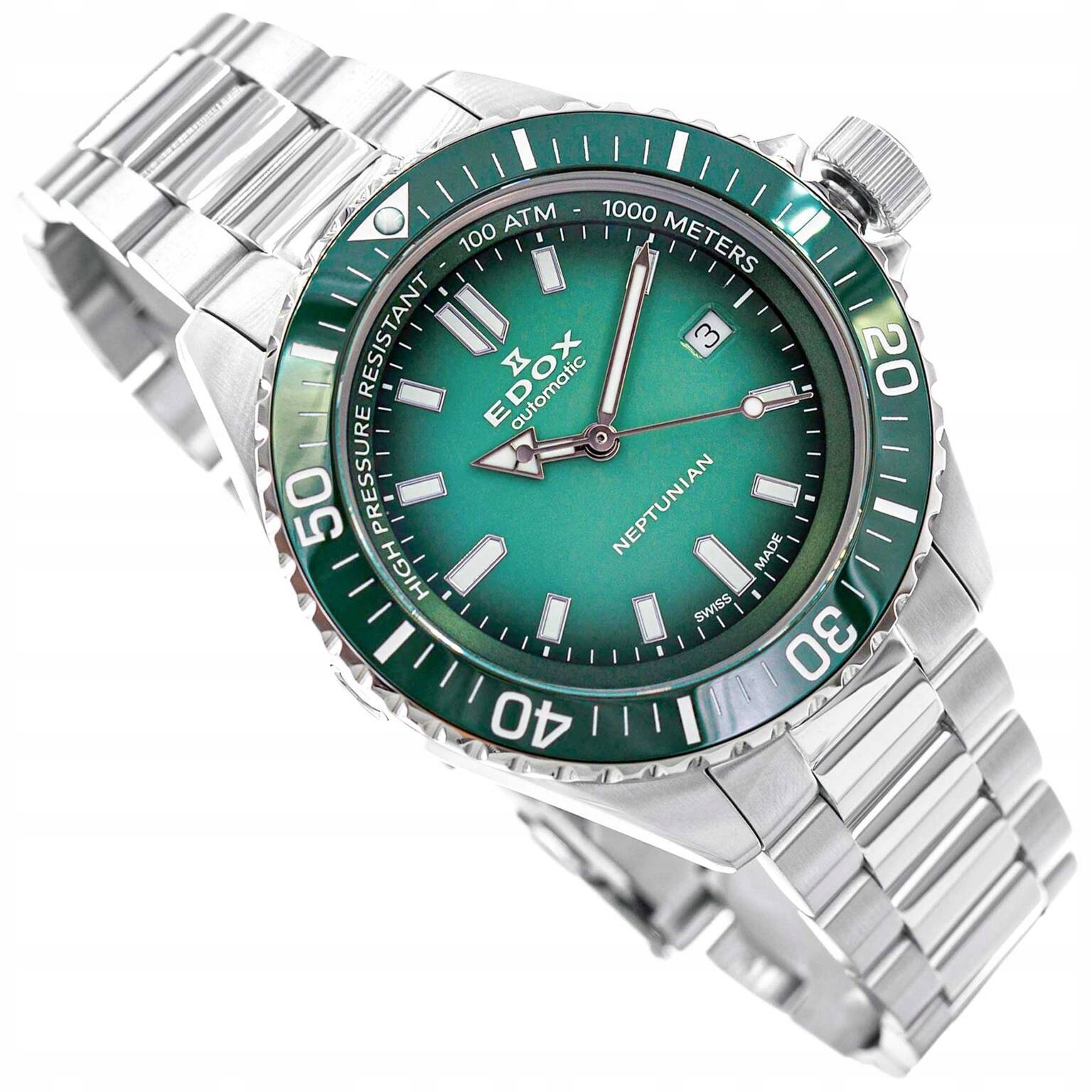 Pánské Hodinky Edox 80120 3VM N VDN1 Neptunian Automatic Stříbrný Náramek