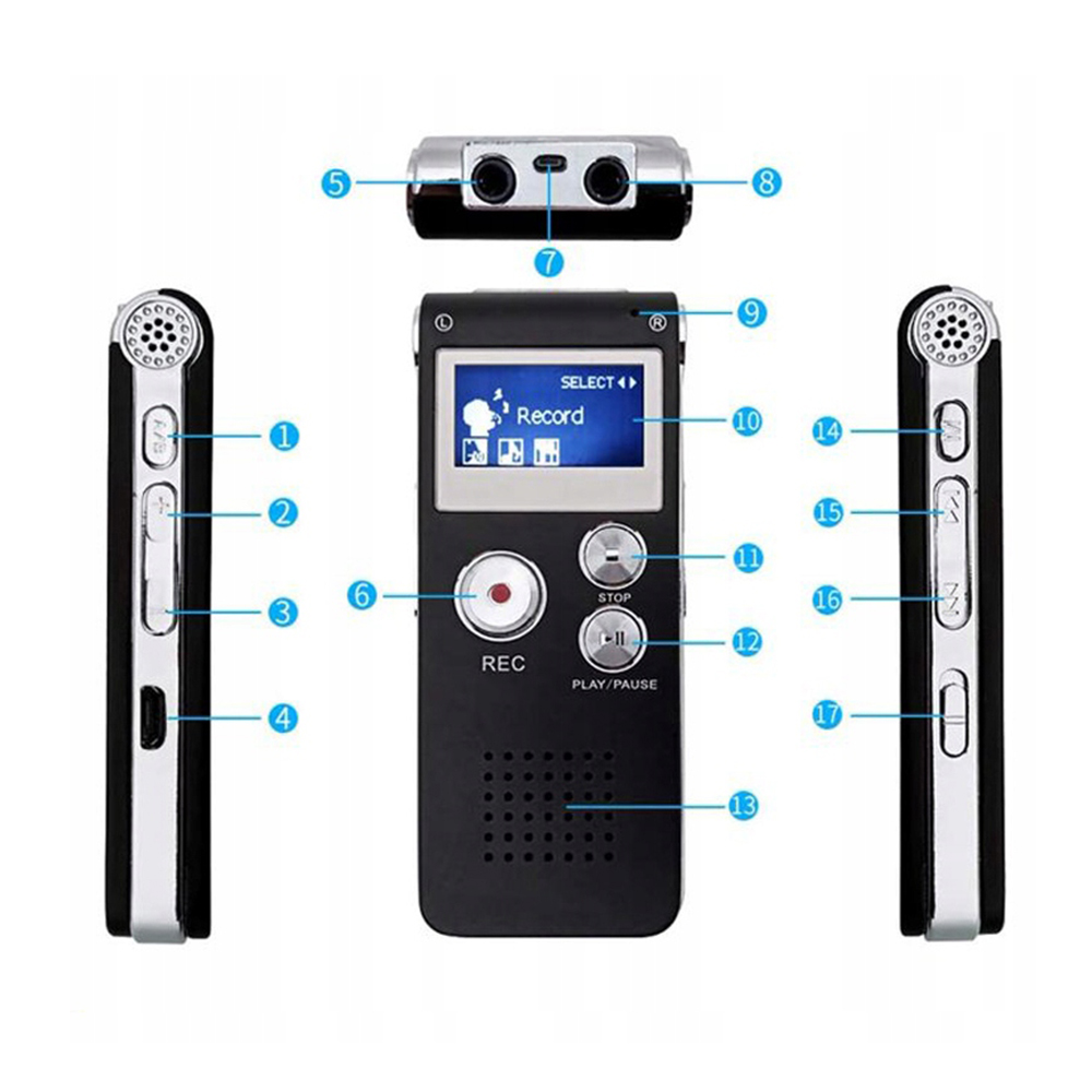 SZPIEGOWSKI DYKTAFON MP3 AUDIO 8GB DETEKCJA +SŁUCHAWKI Kod producenta CYFROWY DYKTAFON