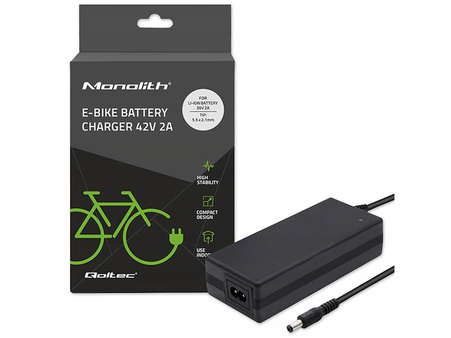 Ładowarka do roweru elektrycznego 36V 42V 2A wtyk 5.5*2.1 Qoltec 50760