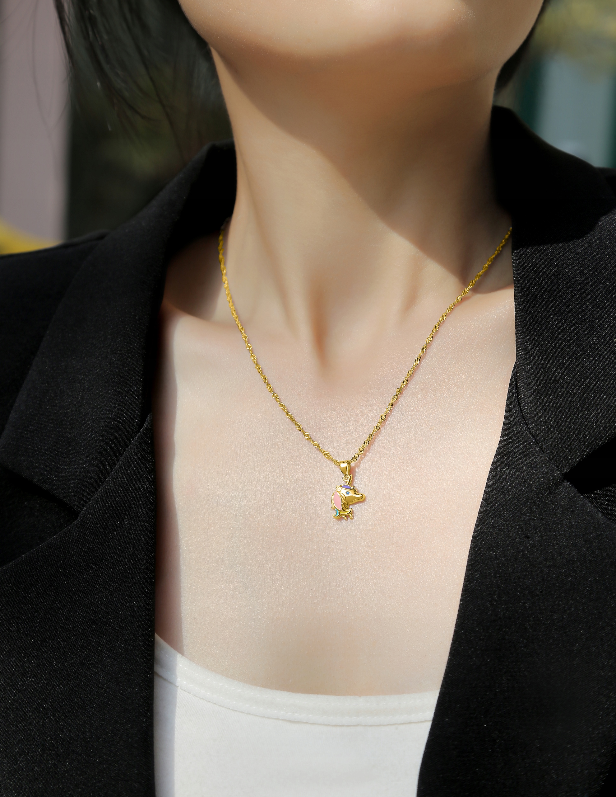 ZŁOTY NASZYJNIK DLA DZIEWCZYNKI JEDNOROŻEC SREBR0 Marka Mennica Bydgoska