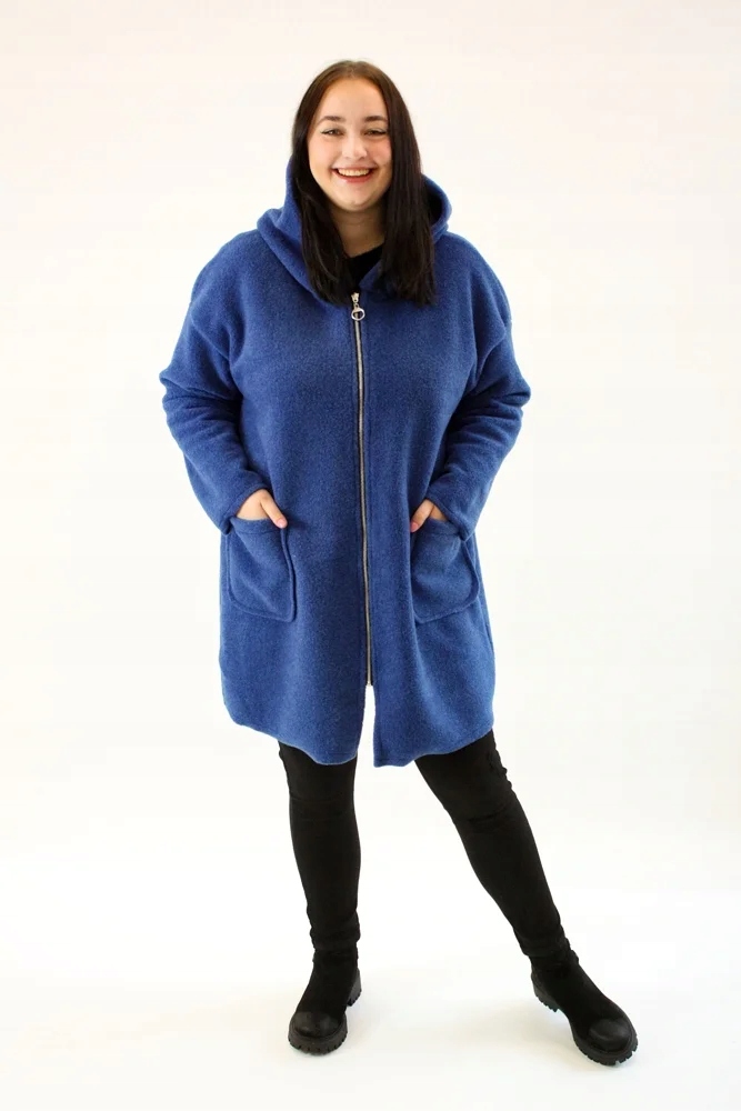 Teplý kabátek s kapucí Modrý Uni