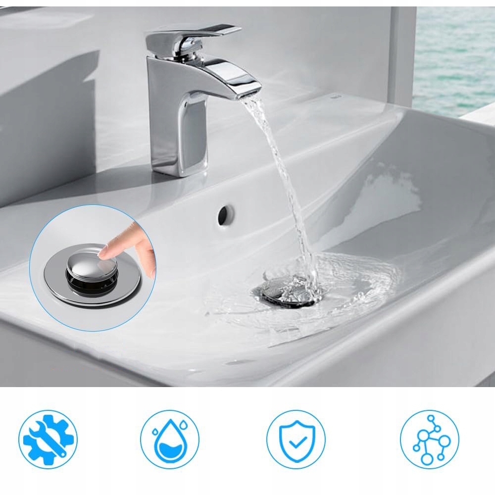 KORKI DO ZLEWU, KOREK ODPŁYWOWY ZE STALI NIERDZEWNEJ DO KUCHNI 34 - 40 MM Liczba sztuk w zestawie 2 szt.