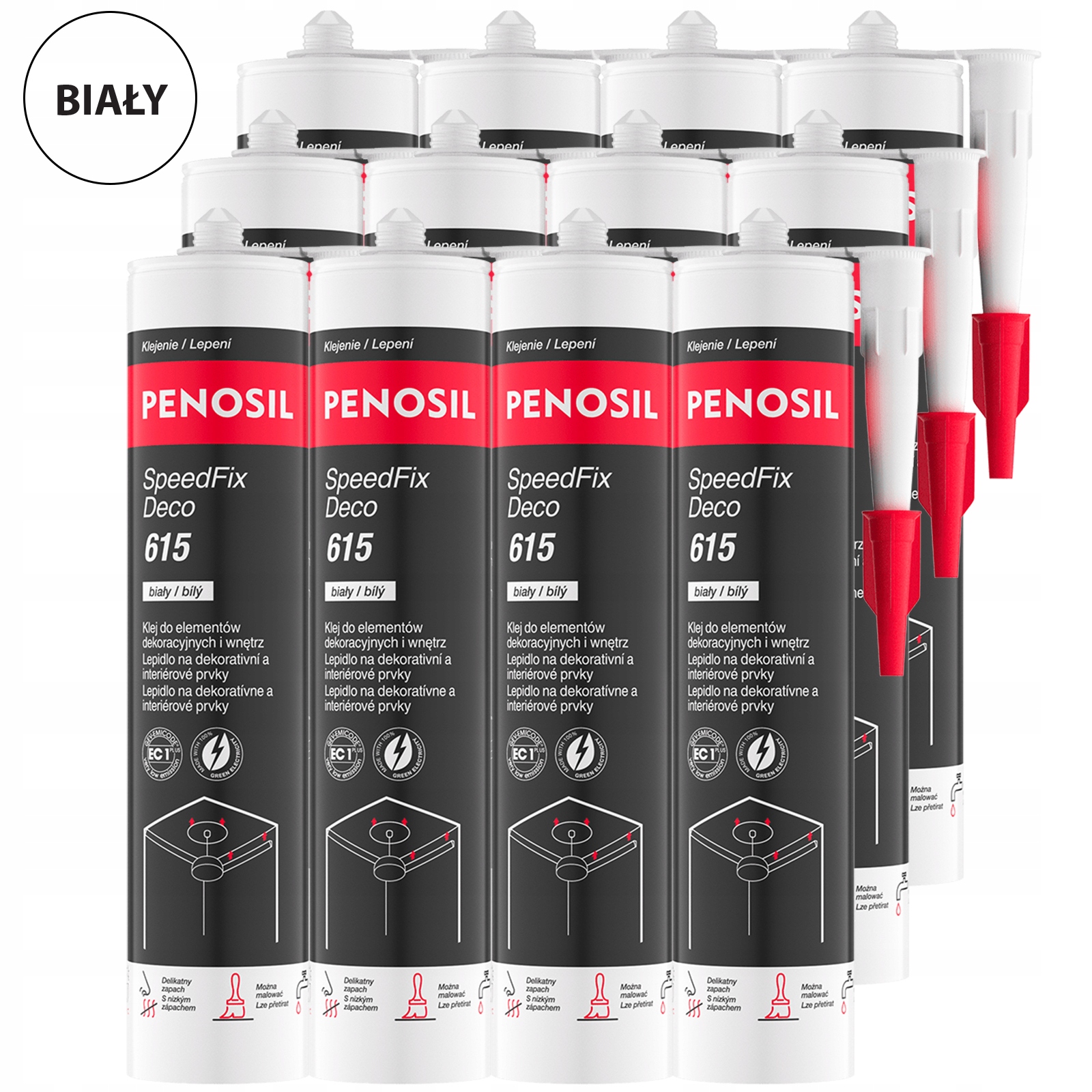 12x Klej do Kasetonów Styropianu Sztukaterii Dekoracji Listew Drewna Pvc