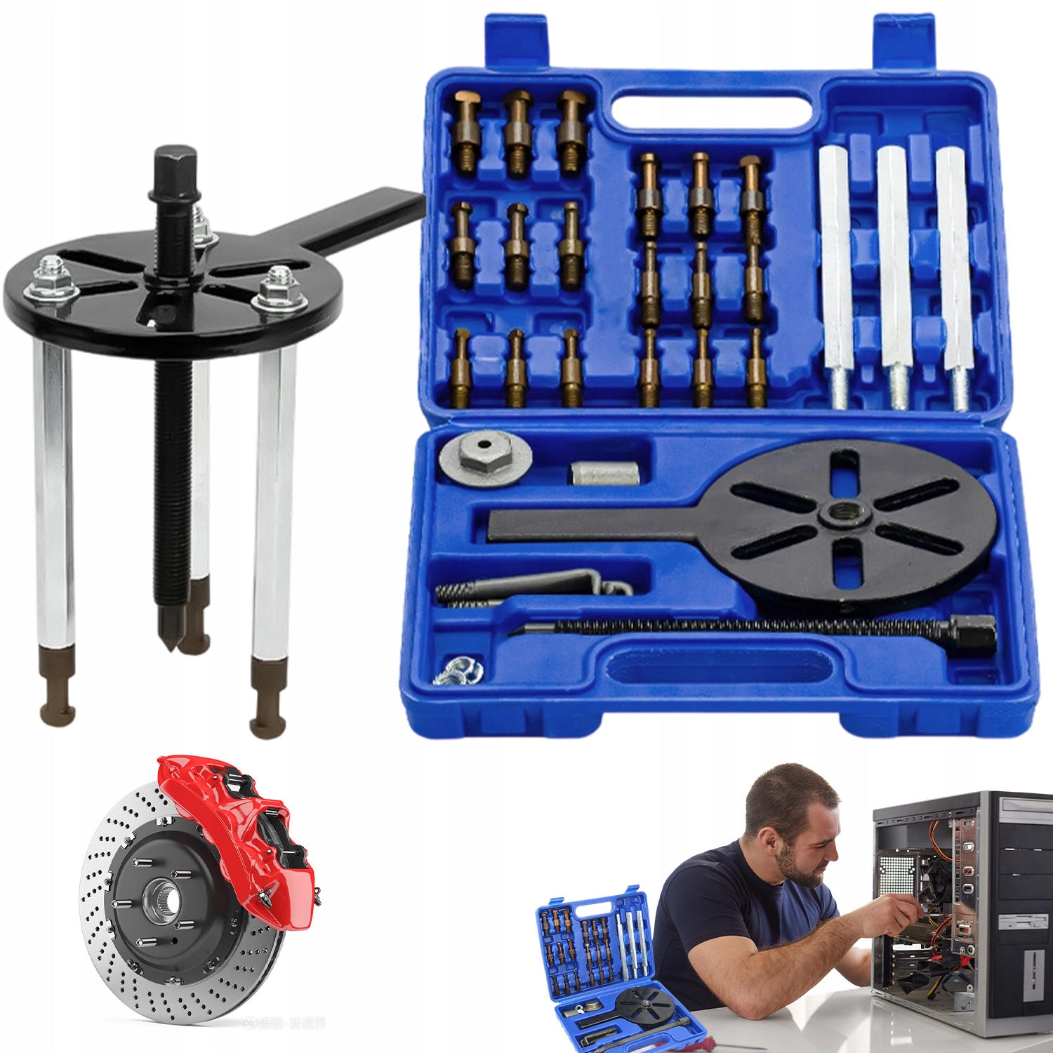 Sada 3-RAMENNÝCH Stahováků Ložisek Kol A Pouzder, Kovová