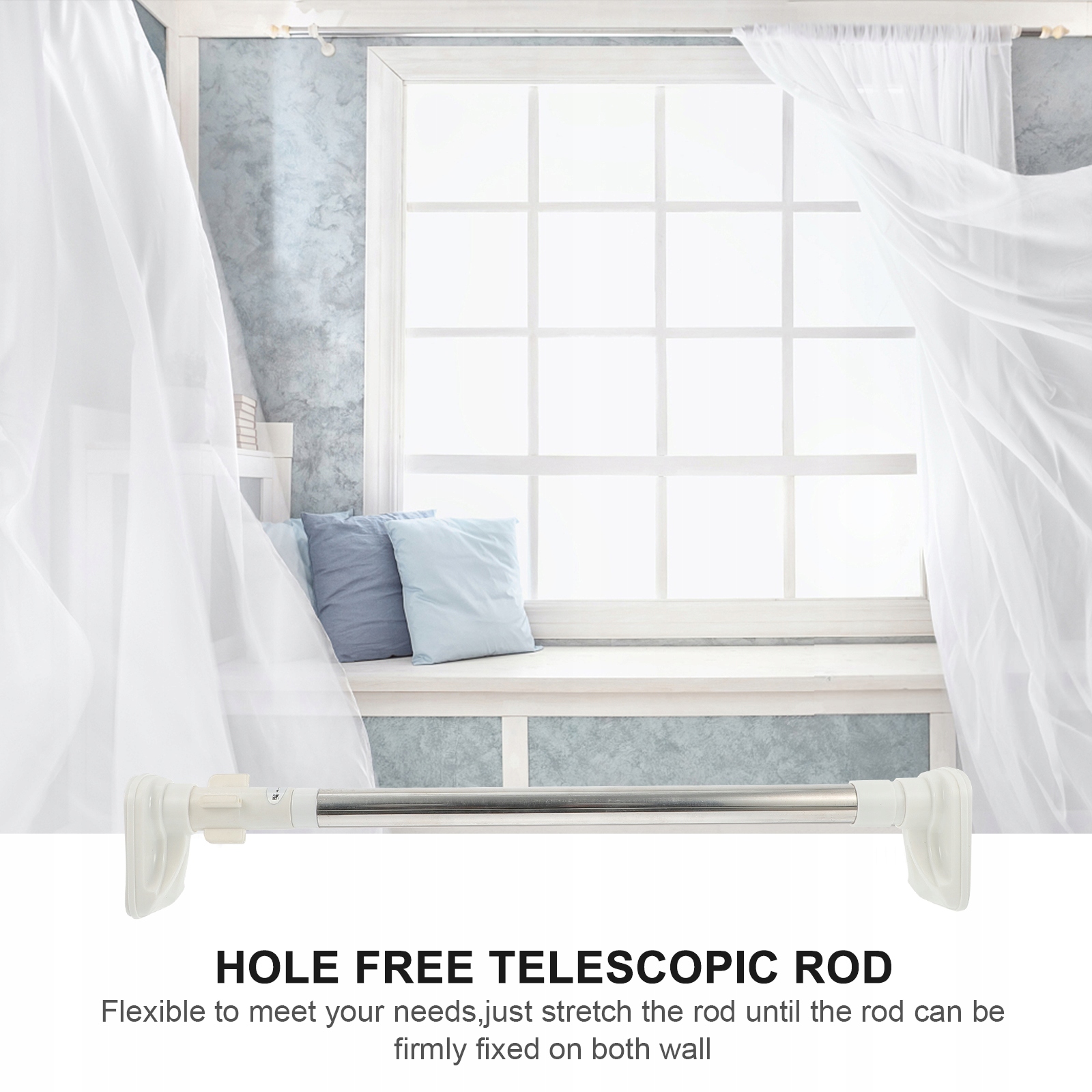 Clothes Rail Telescoping Curtain Rod Spring Długość 0-400 cm