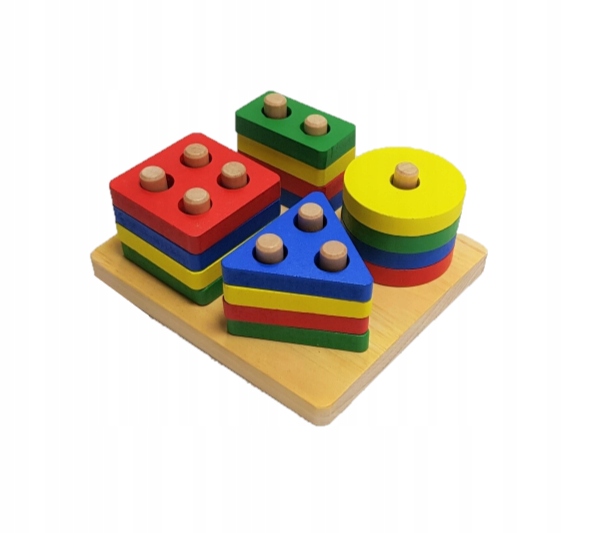 

#1212 Klocki drewniane układanka kształty 17 el.